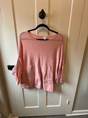 Pure J.Jill Kimono Pink Pancho Sweater Size Small Cotton Cashmere Blend